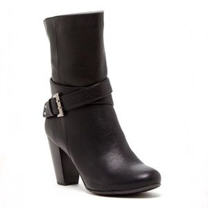 Chinese Laundry Black Leather Mid-Calf Heeled Boots